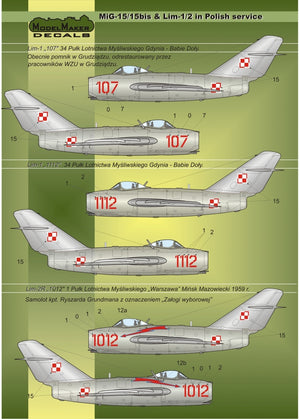 ModelMaker Decals D48023 MiG-15/15bis &amp;amp; Lim-1/2 in Polish service – zdjęcie 4