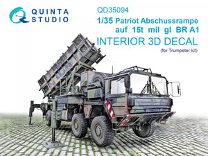 Quinta Studio QD35094 Patriot Abschussrampe auf 15t mil gl BR A1 3D-Printed &amp;amp; coloured Interior on decal paper (Trumpeter) 1/35