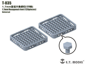 ET Model T-035 1.7mm Hexagonal rivet (120 pieces) (rivets)