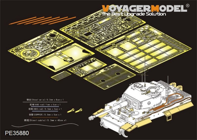 Maquette Voyager PE35880, char allemand Tiger I MID de la Seconde Guerre mondiale, pour RMF au 1/35