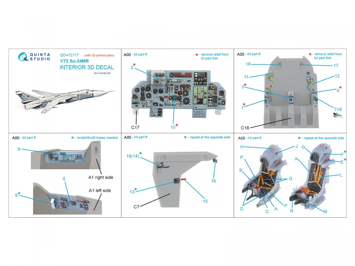 Quinta Studio QD+72117 Su-24MR 3D-Printed colored Interior on decal paper (Zvezda) (with 3D-printed resin part) 1/72 – image 2