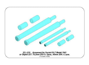 Armement Aber 35L-210 pour KV-7 soviétique : 2 canons de 76 mm ; 2 canons de 45 mm (échelle 1/35) – image 4
