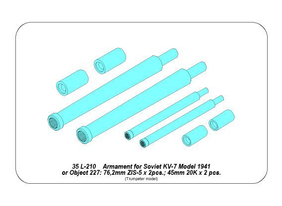 Armement Aber 35L-210 pour KV-7 soviétique : 2 canons de 76 mm ; 2 canons de 45 mm (échelle 1/35) – image 4
