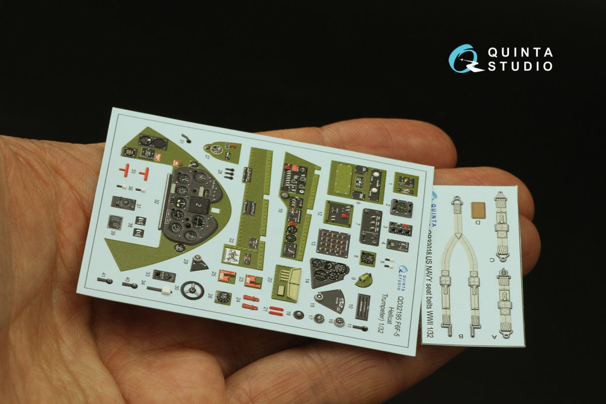 Quinta Studio QD32195 F6F-5 Hellcat 3D-Printed &amp;amp; colored Interior on decal paper (Trumpeter) 1/32 – image 5