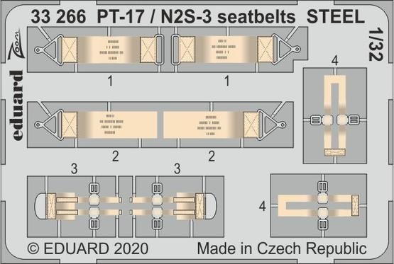 Ceintures de sécurité Eduard 33266 PT-17 / N2S-3 en acier ICM 1/32