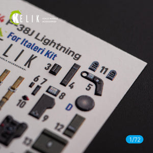 Kelik K72174 Р-38J "Lightning" - interior 3D decals for Italeri/Academy kit 1/72