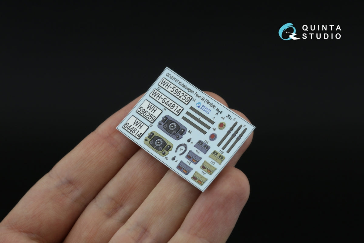 Quinta Studio QD+35141 Kubelwagen Type 82 3D-Printed &amp;amp; coloured Interior on decal paper (Tamiya) (with 3D-printed resin parts) 1/35 – zdjęcie 3