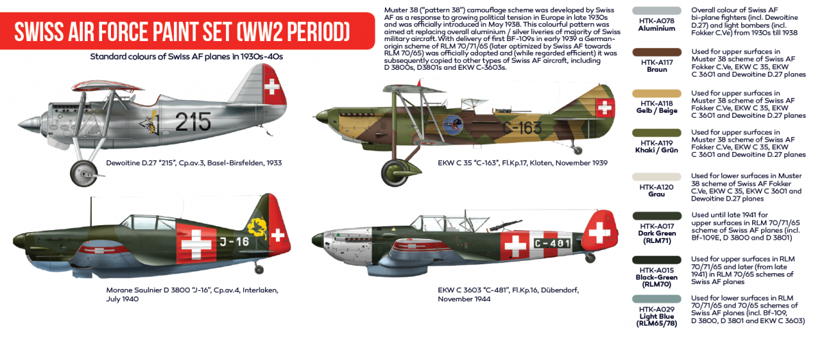 Hataka HTK-AS15 Swiss Air Force Paint Set (WW2 period) (8x17ml) – zdjęcie 2