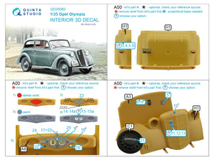 Quinta Studio QD35082 1937 Opel Olympia 3D-Printed &amp;amp; coloured Interior on decal paper (Bronco) 1/35 – zdjęcie 2