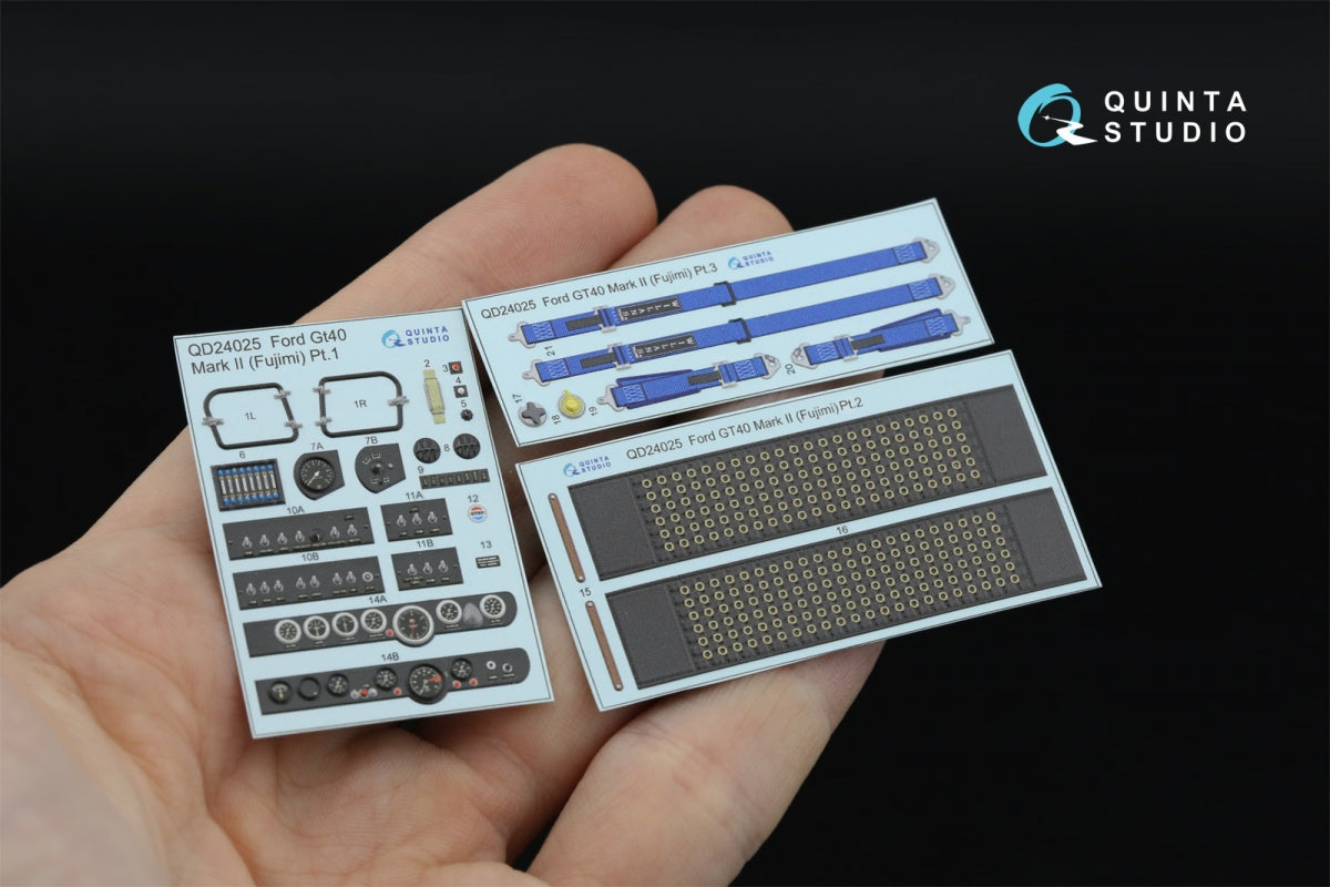 Quinta Studio QDS-24025 Ford GT40 Mark II 3D-Printed & coloured Interior on decal paper (Fujimi) (Small version) 1/24