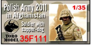 ToRo Model 35F111 PKW Afganistan - Pies Saperski z Przewodnikiem / Polish Army in Afghanistan - Soldier with sapper-dog figurine with decals 1/35 – zdjęcie 2