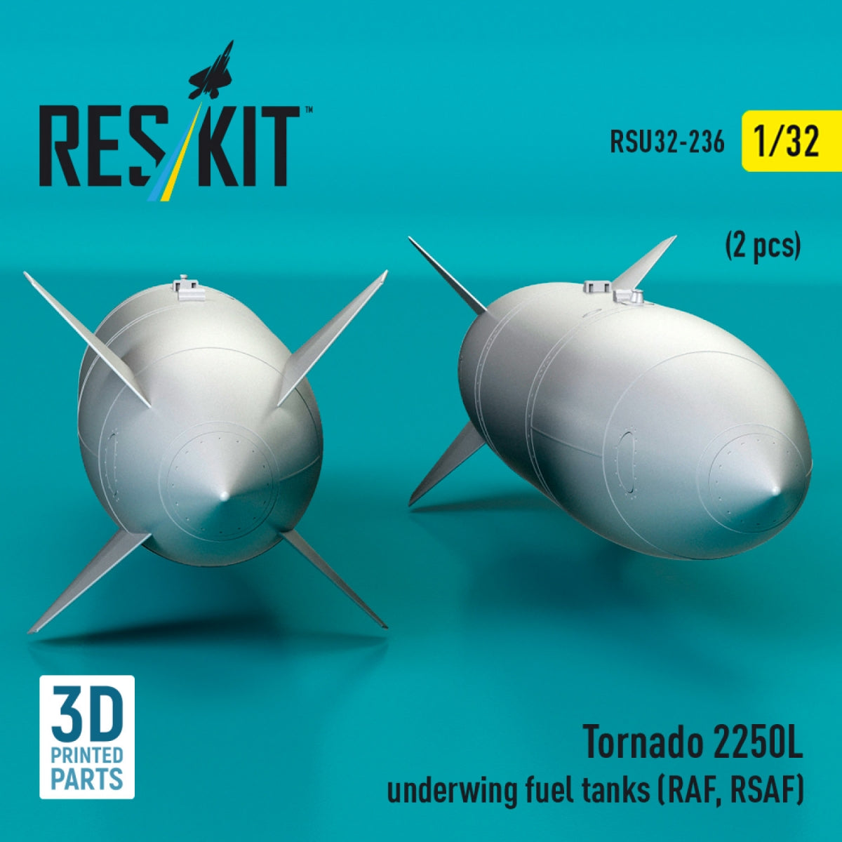 RESKIT RSU32-0236 Tornado 2250L underwing fuel tanks (RAF, RSAF) (2 pcs) (3D Printed) 1/32