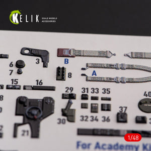 KELIK K48108 P-38F &amp;quot;Lightning&amp;quot; - interior 3D decals for Academy kit 1/48 – immagine 8