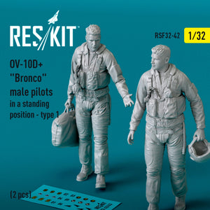 RESKIT RSF32-0042 OV-10D+ &amp;quot;Bronco&amp;quot; male pilots (in a standing position - type 1) (2 pcs) (3D Printed) 1/32