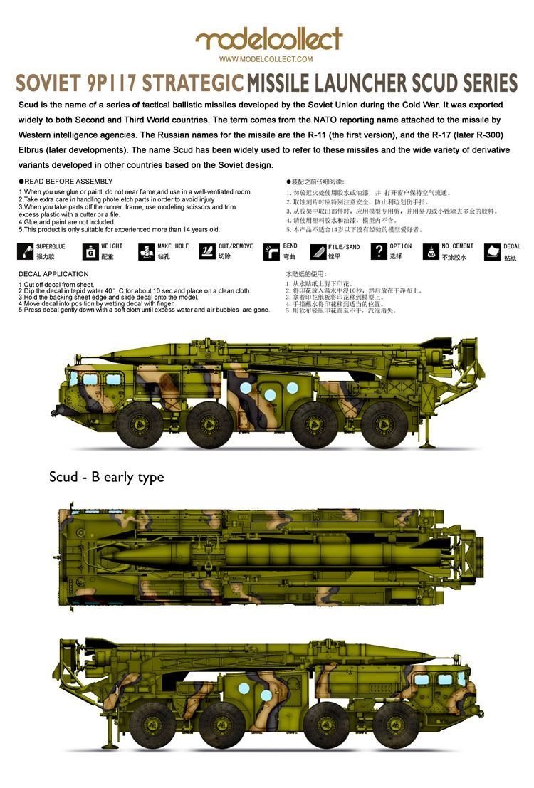 Modelcollect UA72138 Soviet (9P117M1) Laungher with R17 rocket of 9K72 missile complex &amp;quot;ELBRUS&amp;quot; (SCUD B) 1/72 – zdjęcie 2