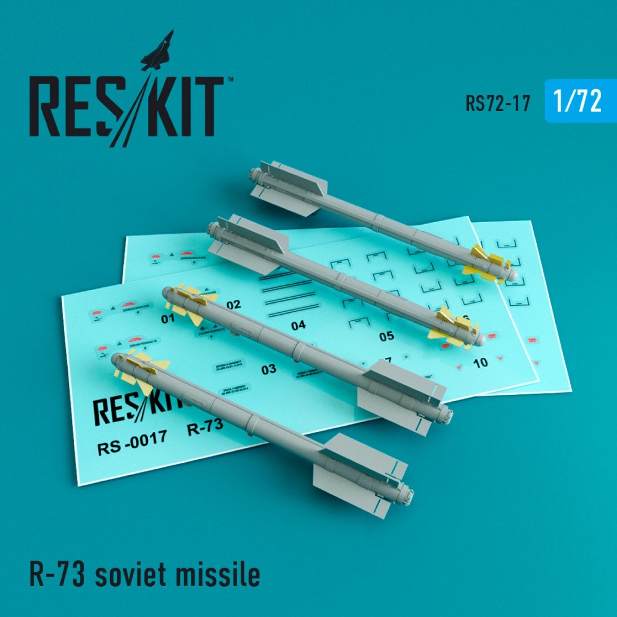 RESKIT RS72-0017 R-73 SOVIET MISSILES (4PCS) 1/72
