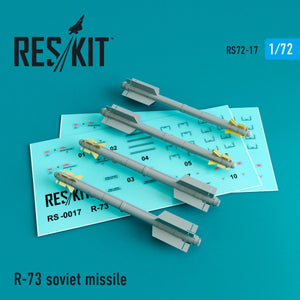 RESKIT RS72-0017 R-73 SOVIET MISSILES (4PCS) 1/72