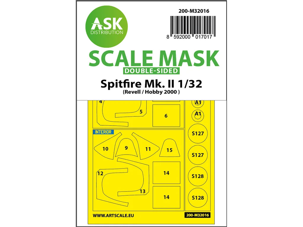 Art Scale Kit M32016 Spitfire Mk.II Double-Sided Express Masks for Revell/Hobby2000 1/32