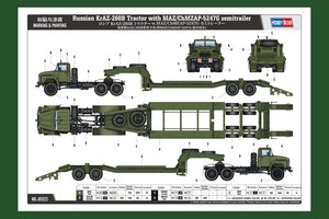 Hobby Boss 85523 Russian KrAZ-260B Tractor with MAZ/ChMZAP-5247G semitrailer 1/35 – zdjęcie 3