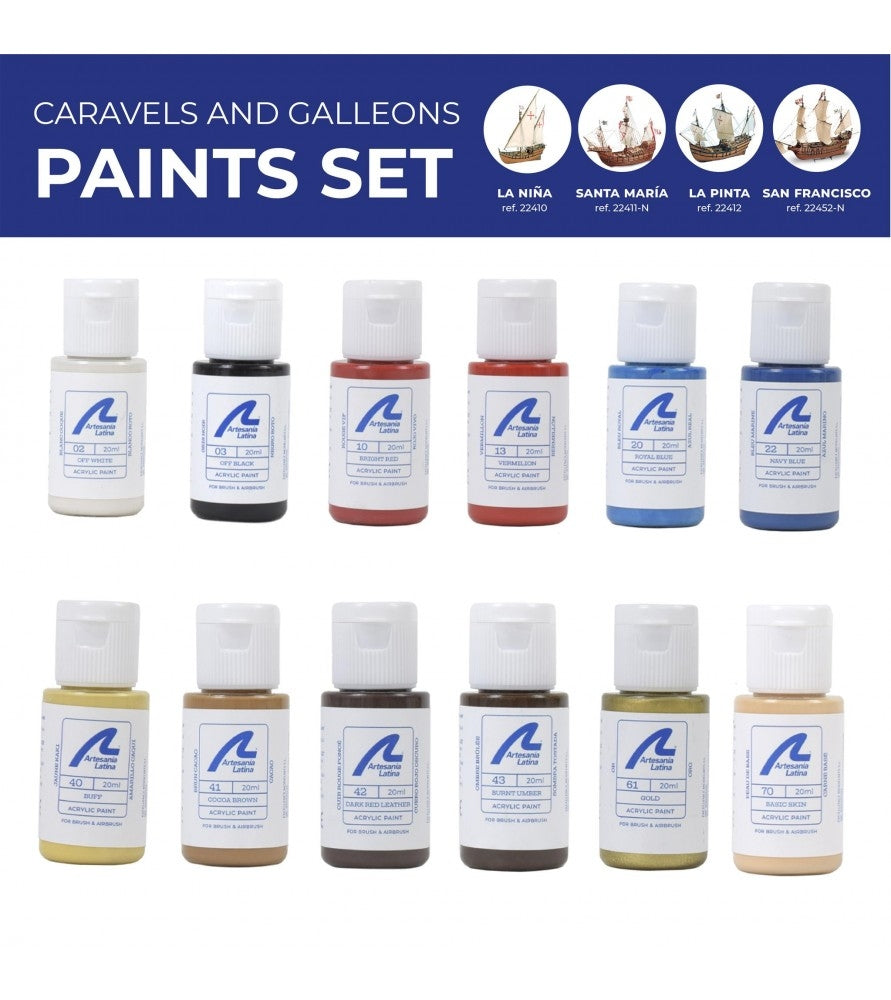ARTESANIA LATINA 277PACK8 Zestaw farb akrylowych 12x20 ml - Karawele i Galeony
