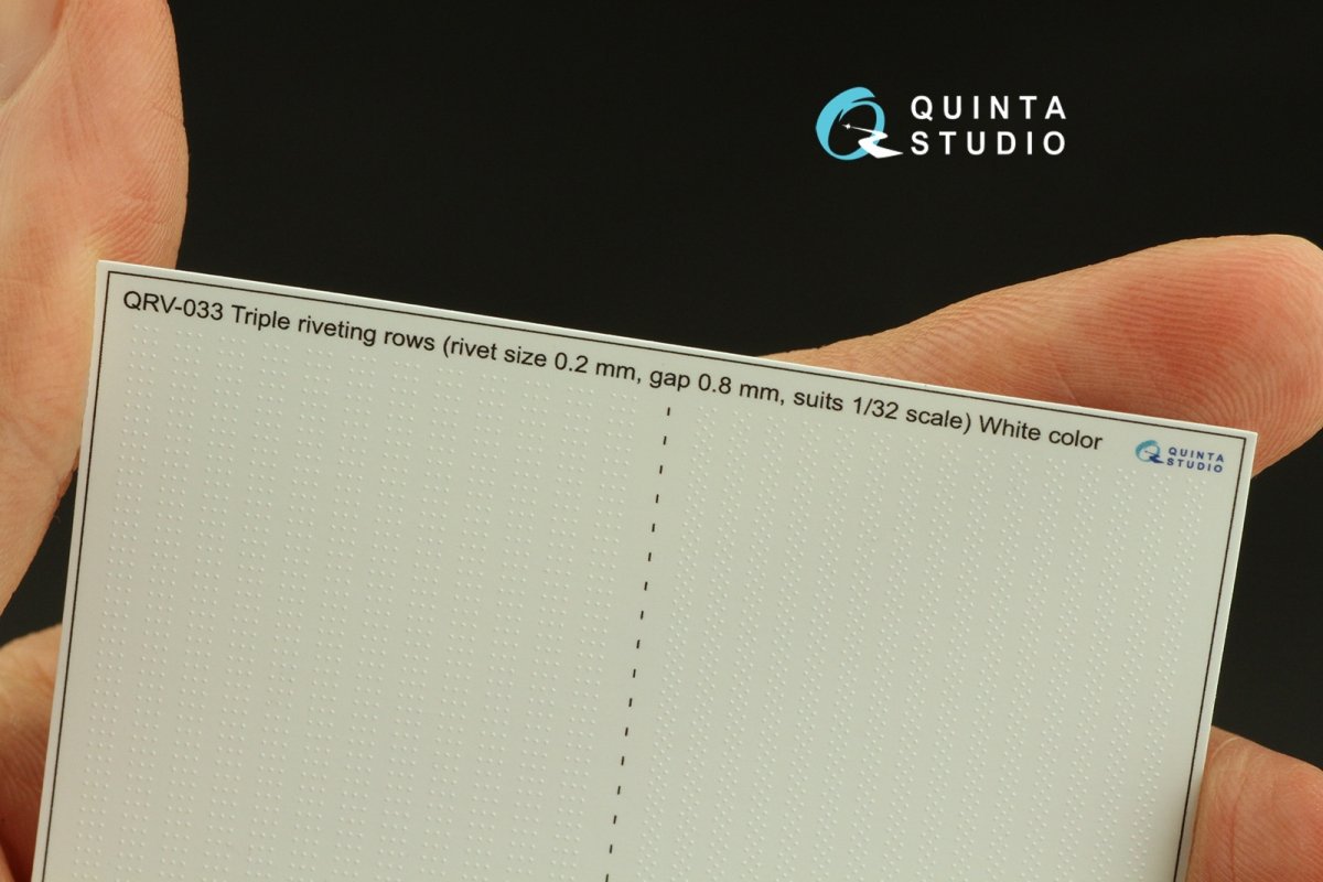 Quinta Studio QRV-033 Triple riveting rows (rivet size 0.20 mm, gap 0.8 mm, suits 1/32 scale), White color, total length 3.7 m/12 ft – image 3