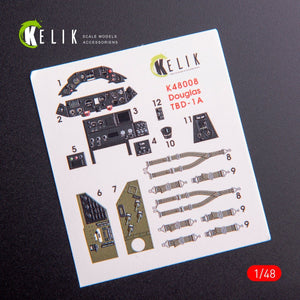 KELIK K48008 TBD-1A DOUGLAS INTERIOR 3D DECALS FOR GREAT WALL HOBBY KIT 1/48 – zdjęcie 2