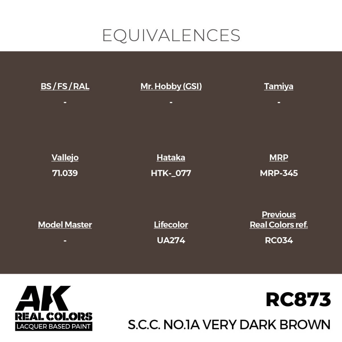 AK Interactive RC873 S.C.C. No.1A Very Dark Brown 17 ml – zdjęcie 3
