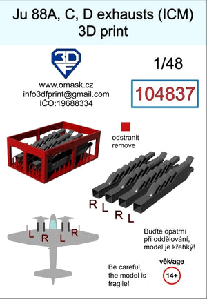 Omask 104837 Ju 88 A/C/D exhaust 3D print (for ICM) 1/48 – zdjęcie 2