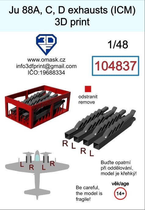 Omask 104837 Ju 88 A/C/D exhaust 3D print (for ICM) 1/48 – zdjęcie 2