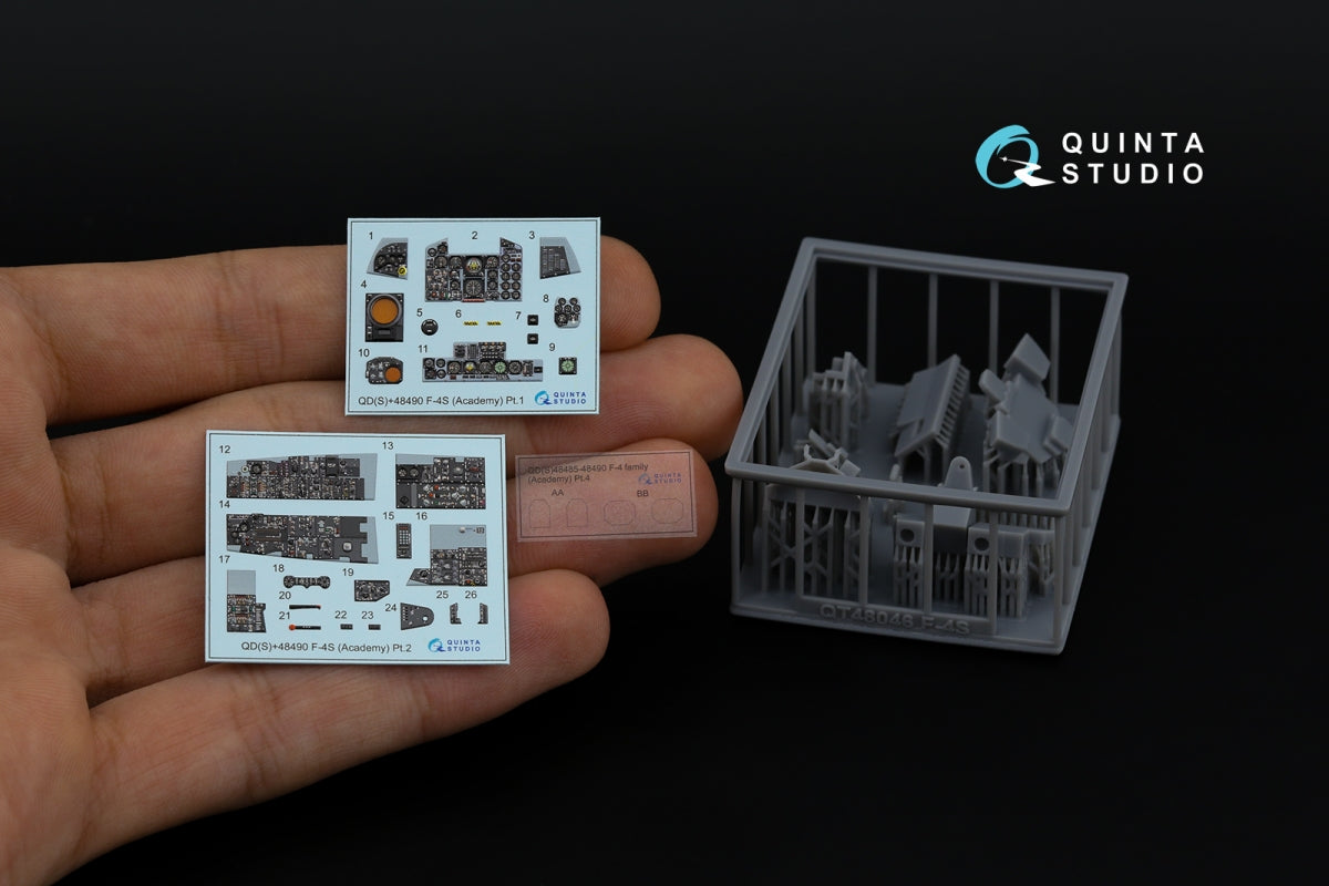 Quinta Studio QDS+48490 F-4S Phantom II 3D-Printed &amp;amp; coloured Interior on decal paper (Academy) (Small version) (with 3D-printed resin parts) 1/48 – zdjęcie 2