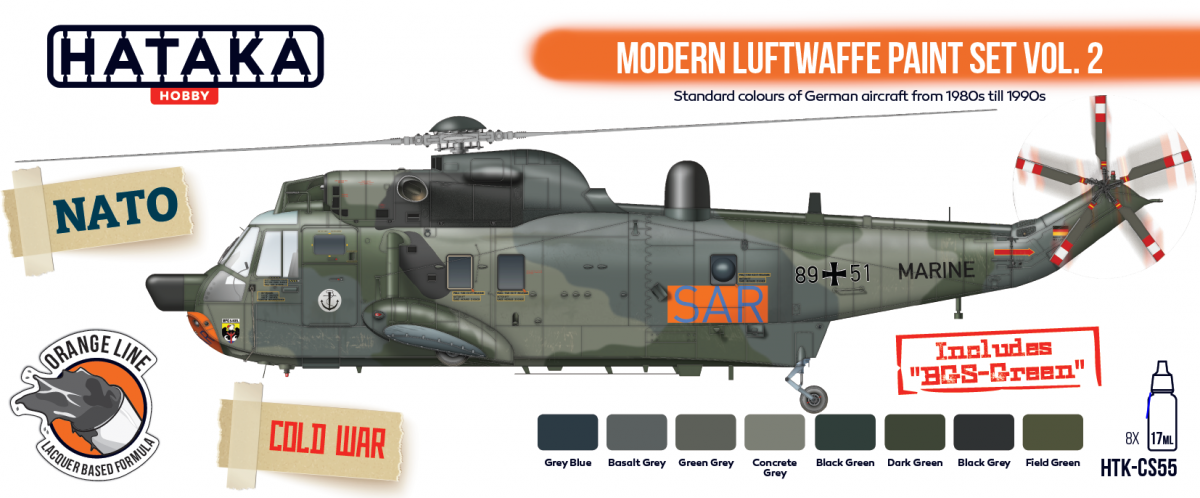 Hataka HTK-CS55 ORANGE LINE – Modern Luftwaffe paint set vol. 2 8x17ml – zdjęcie 2