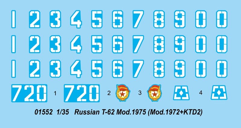 Trumpeter 01552 Russian T-62 Mod.1975 Mod.1972+KTD2 – zdjęcie 2