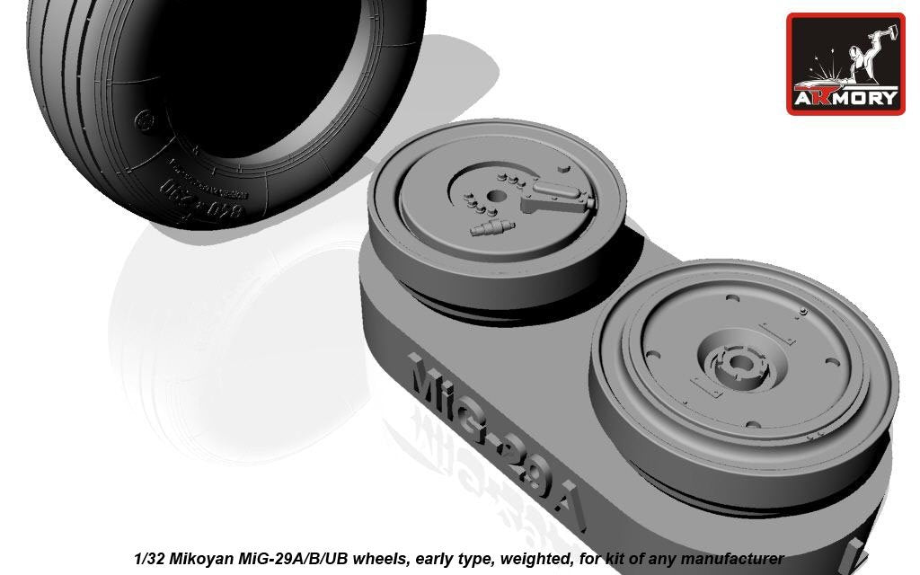 Armory Models AW32006 Mikoyan MiG-29A/B/UB Fulcrum wheels, early, weighted 1/32 – Bild 3