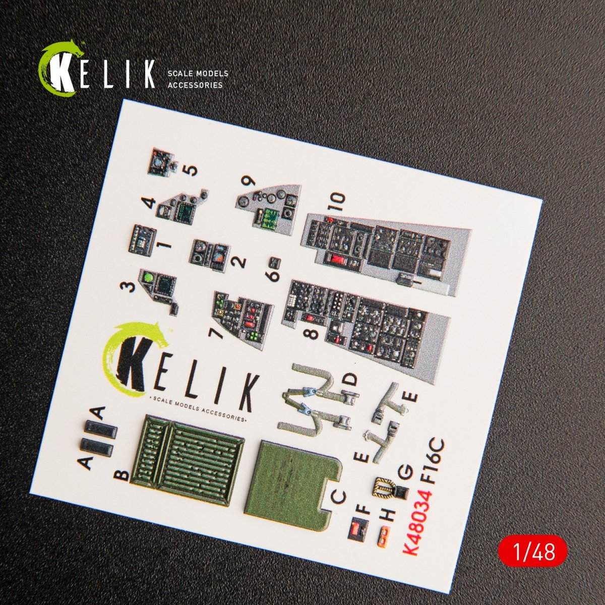 KELIK K48034 F-16C &amp;quot;FIGHTING FALCON&amp;quot; INTERIOR 3D DECALS FOR KINETIC KIT 1/48 – zdjęcie 2