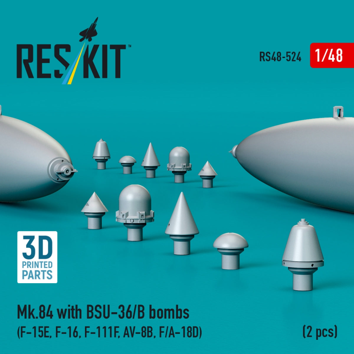 RESKIT RS48-0524 Mk.84 with BSU-36/B bombs (2 pcs) 3D Printed) 1/48 – zdjęcie 2