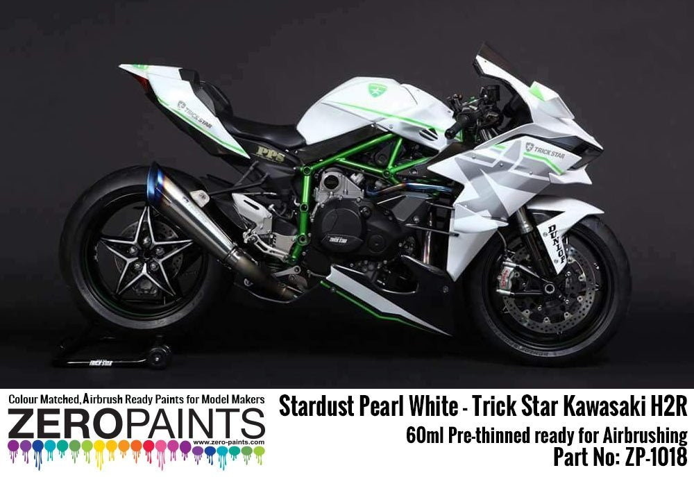 Zero Paints ZP-1018 Trick Star Kawasaki H2R Stardust Pearl White Paint 60ml – image 2