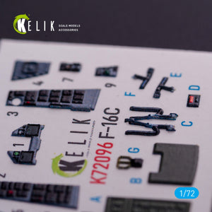 KELIK K72096 F-16C - interior 3D decals for Hasegawa kit 1/72 – zdjęcie 4