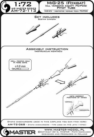 Master AM-72-113 MiG-25 (Foxbat) (all versions except PD/PDS) - Pitot Tube 1/72 – image 4