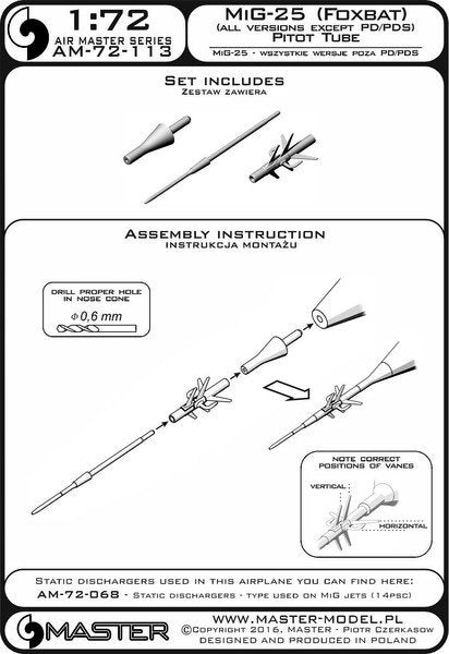 Master AM-72-113 MiG-25 (Foxbat) (all versions except PD/PDS) - Pitot Tube 1/72 – image 4