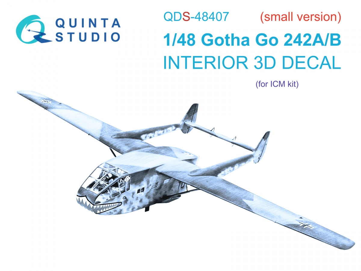 Quinta Studio QDS-48407 Go 242A-B 3D-Printed coloured Interior on decal paper (ICM) (Small version) 1/48