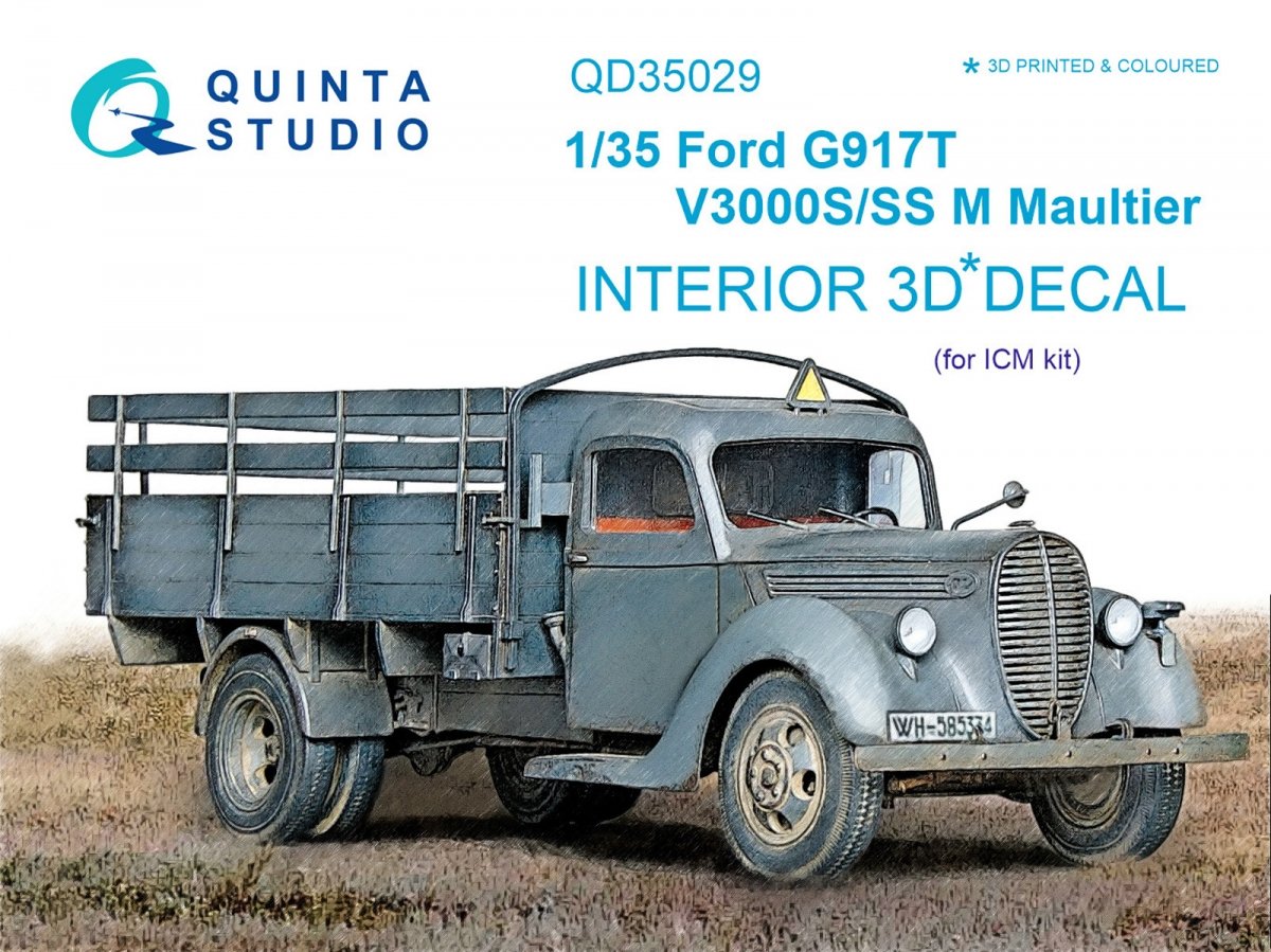 Quinta Studio QD35029 Ford G917T / v3000s 3D-Printed &amp;amp; colored Interior on decal paper (for ICM kit) 1/35