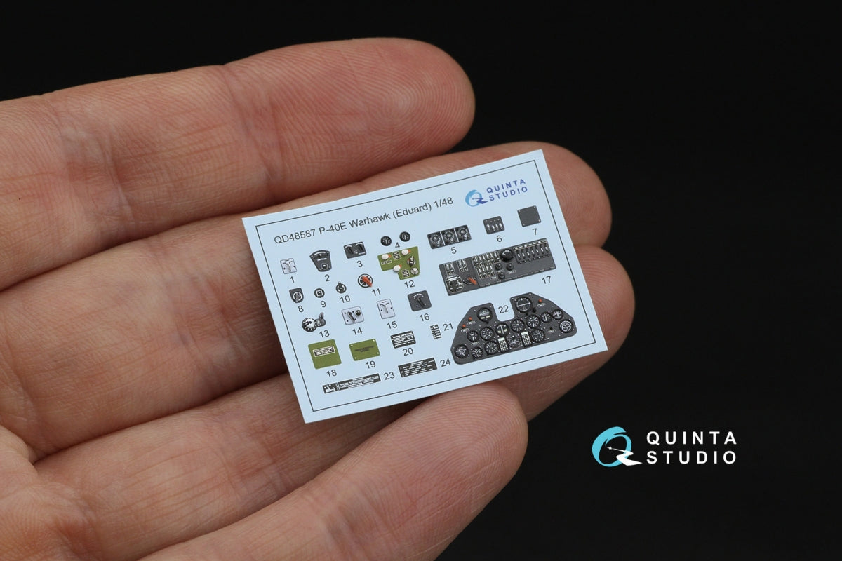 Quinta Studio QD48587 P-40E Warhawk 3D-Printed &amp;amp; coloured Interior on decal paper (Eduard) 1/48 – zdjęcie 3