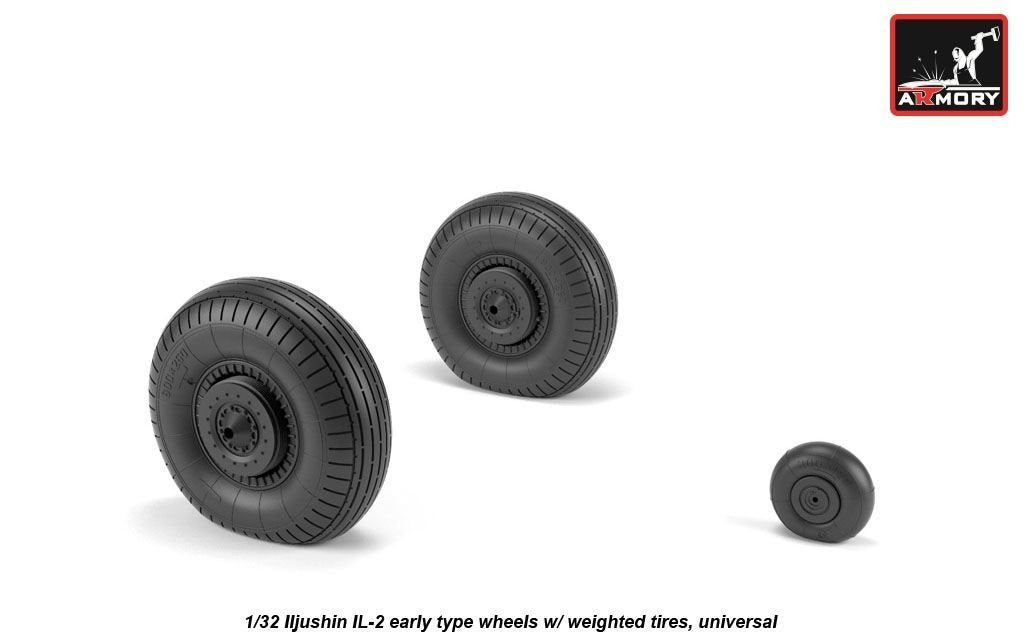Armory Models AW32015 Iljushin IL-2 Bark early type wheels w/ weighted tires 1/32 – image 5