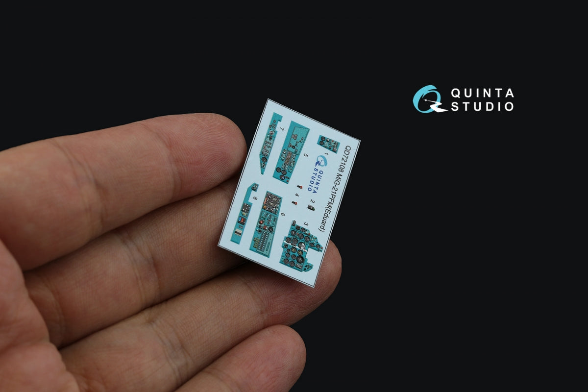 Quinta Studio QD72108 MiG-21PFM Emerald panels 3D-Printed &amp;amp; colored Interior on decal paper (Eduard) 1/72 – image 6