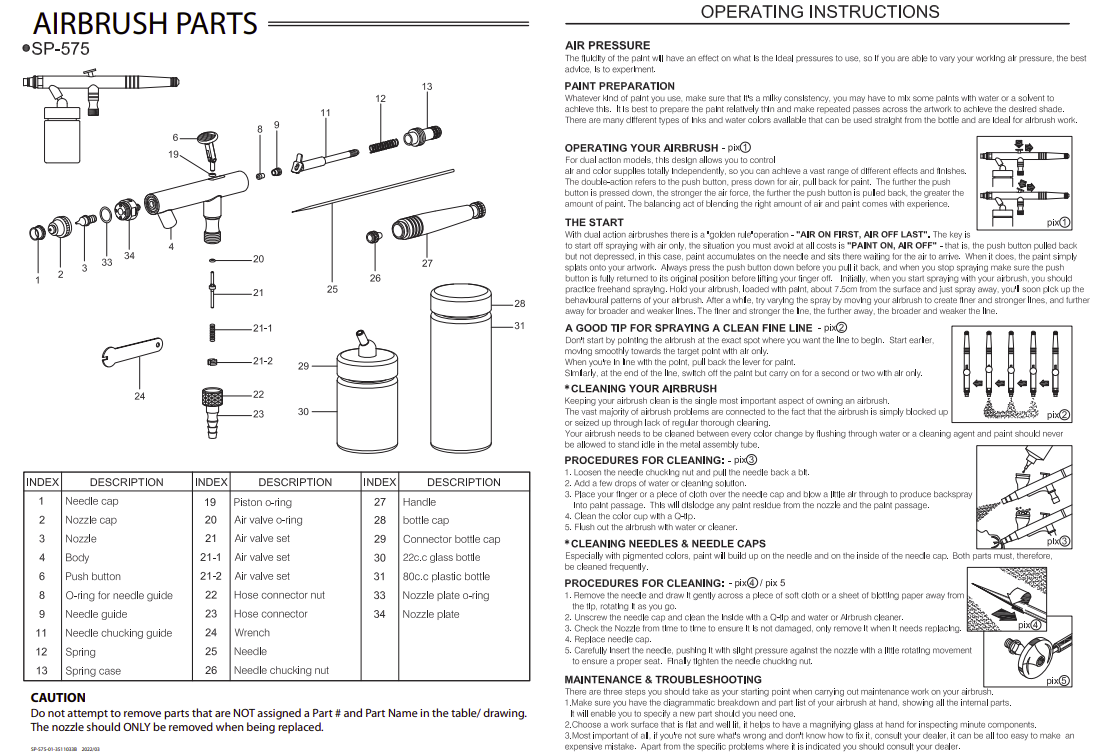 Sparmax SP-575 Airbrush - Nozzle 0,5 mm – zdjęcie 2