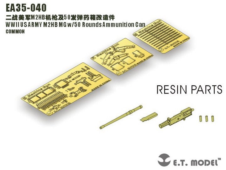 E.T. Model EA35-040 WWII US ARMY M2HB MG w/50 Rounds Ammunition Can 1/35 – zdjęcie 2