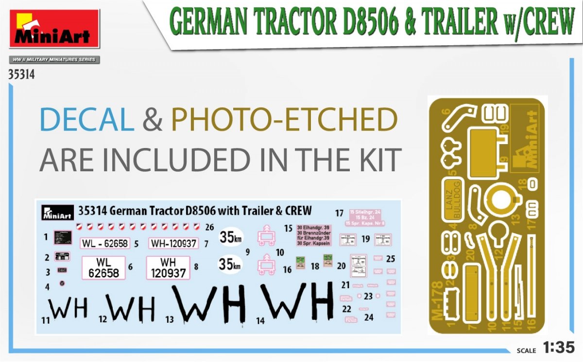 MiniArt 35314 GERMAN TRACTOR D8506 &amp;amp; TRAILER w/CREW 1/35 – zdjęcie 2