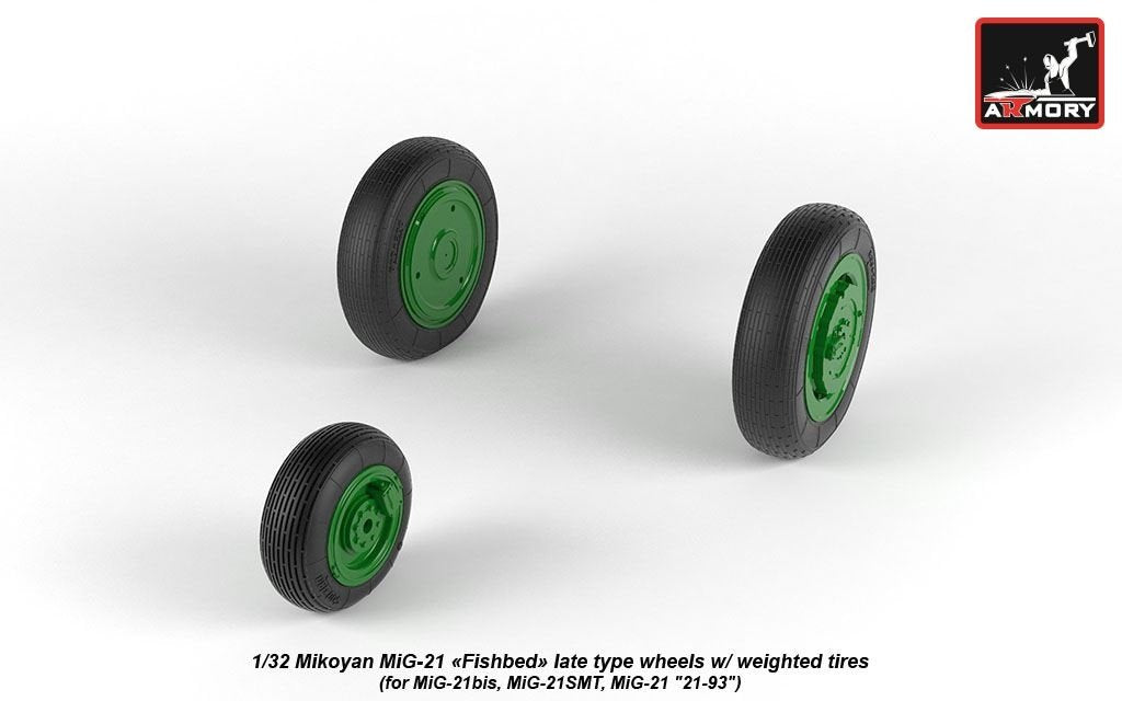 Armory Models AW32011 Mikoyan MiG-21 Fishbed wheels w/ weighted tires, late 1/32 – zdjęcie 3