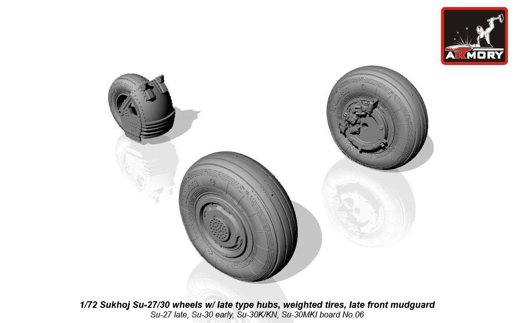 Armory Models AW72033 Sukhoj Su-27/30 Flanker wheels w/ late type hubs, weighted tires, late front mudguard 1/72 – zdjęcie 2
