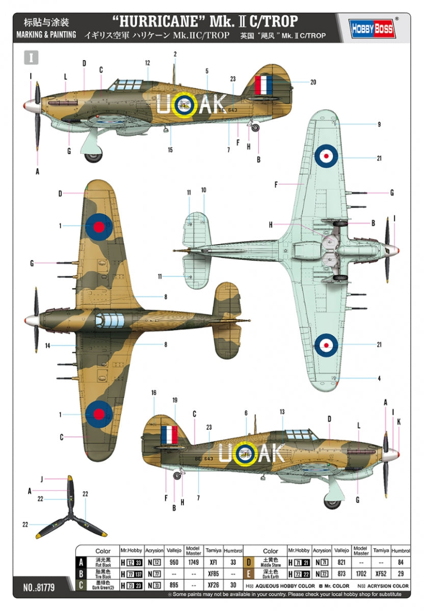 Hobby Boss 81779 Hawker Hurricane Mk.IIc / Trop 1/48 – zdjęcie 5